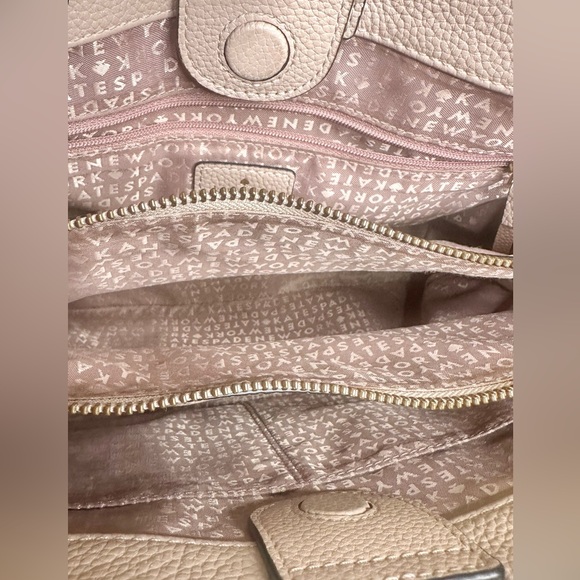 KATE SPADE Ward Place Evangelie Beige Pink Mauve Top Handle Leather Satchel Bag - Picture 10 of 15